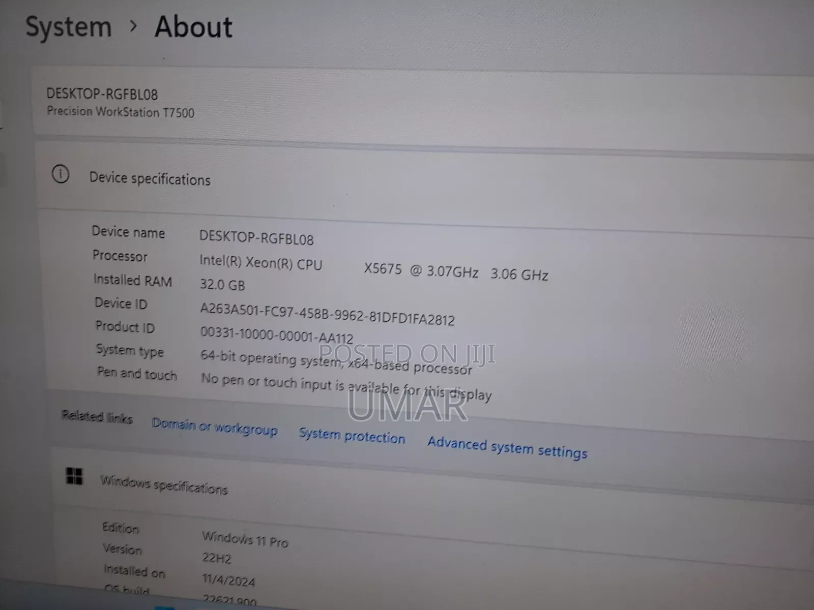Desktop Computer Dell Precision 5720 36GB Intel Xeon HDD+SSD 1T