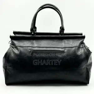 Leather Duffle Bag Black, Genuine Leather