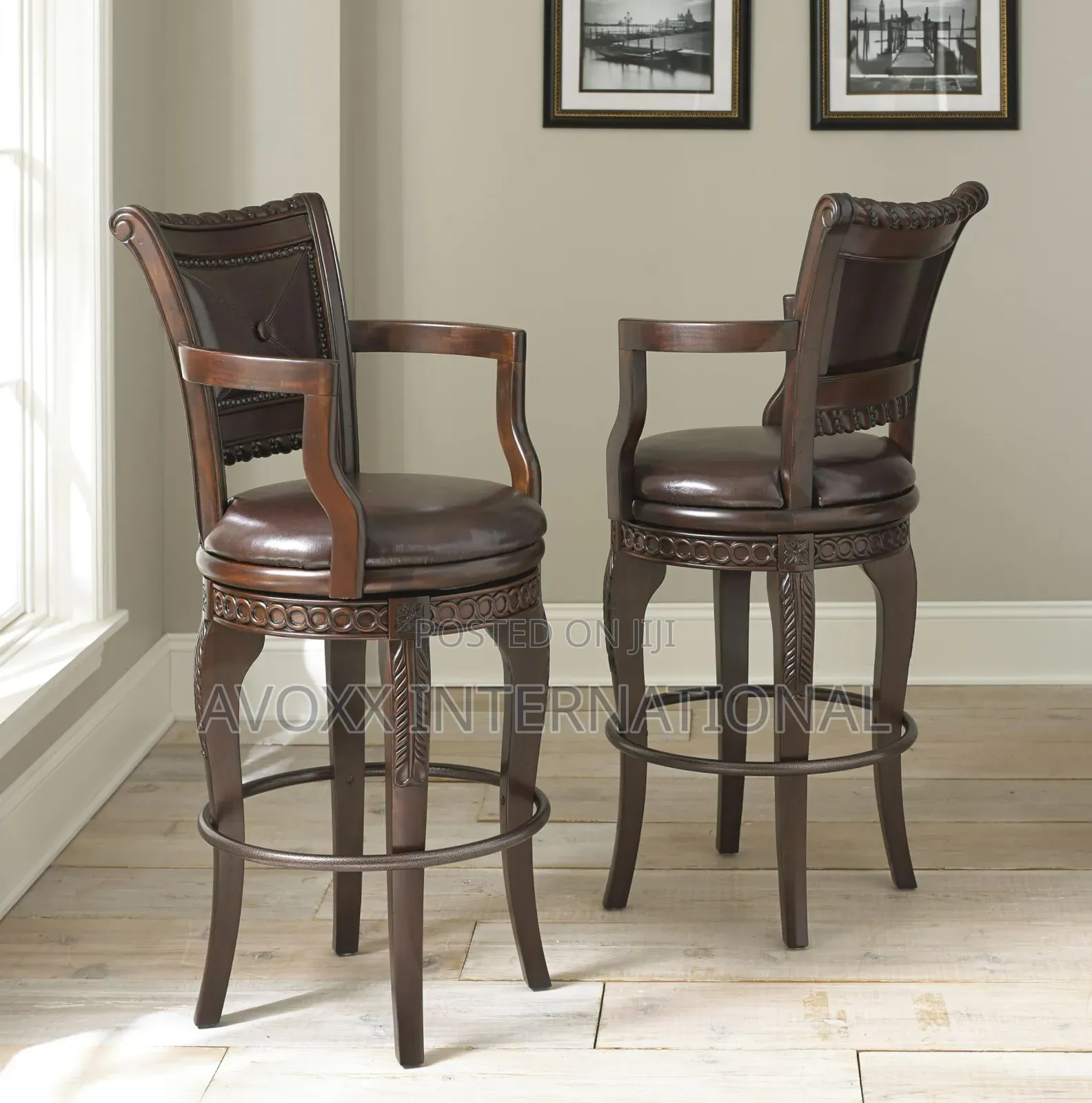 Steve Silver Antoinette PU Swivel Bar Chair, 2 Sets