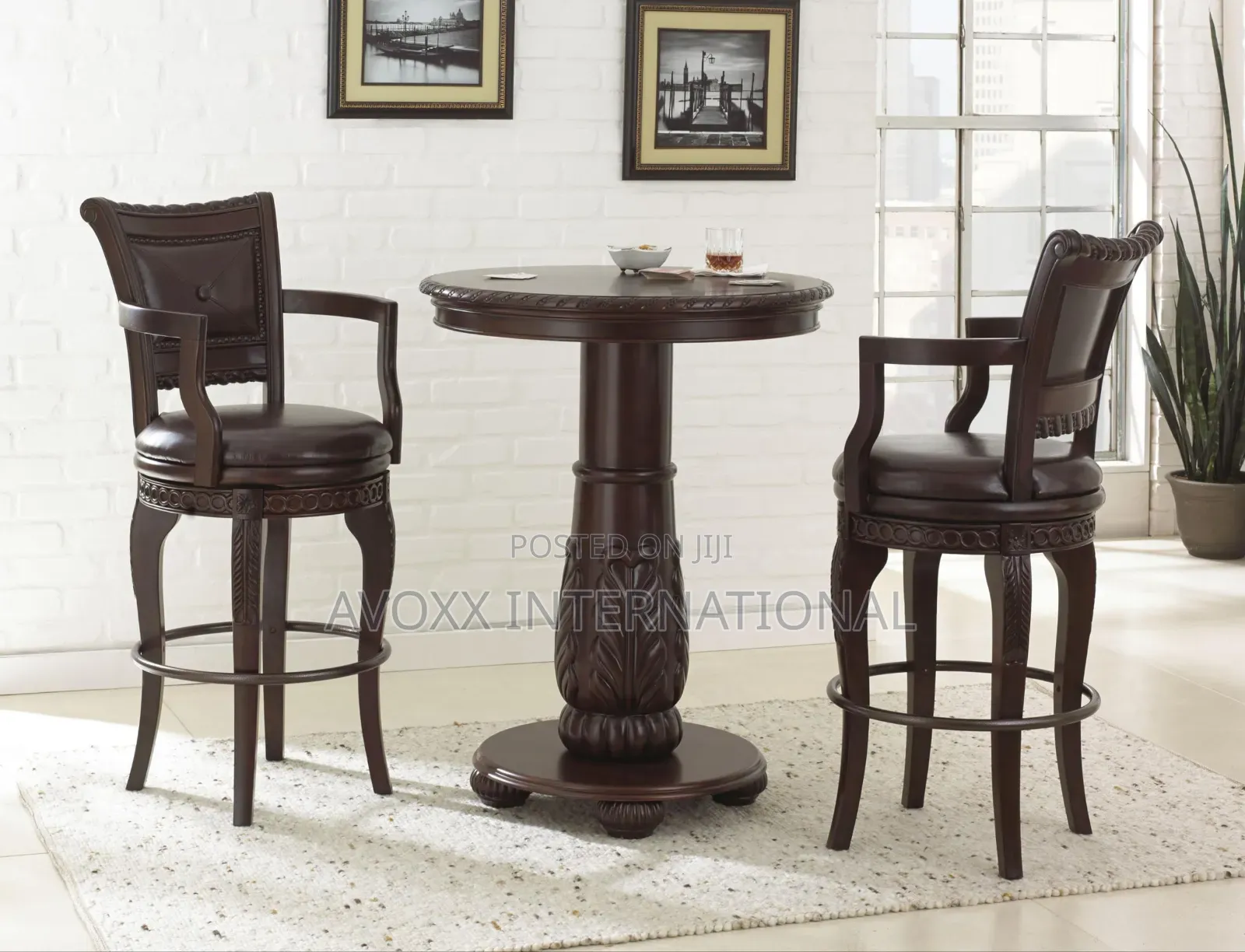 Steve Silver Antoinette PU Swivel Bar Chair, 2 Sets