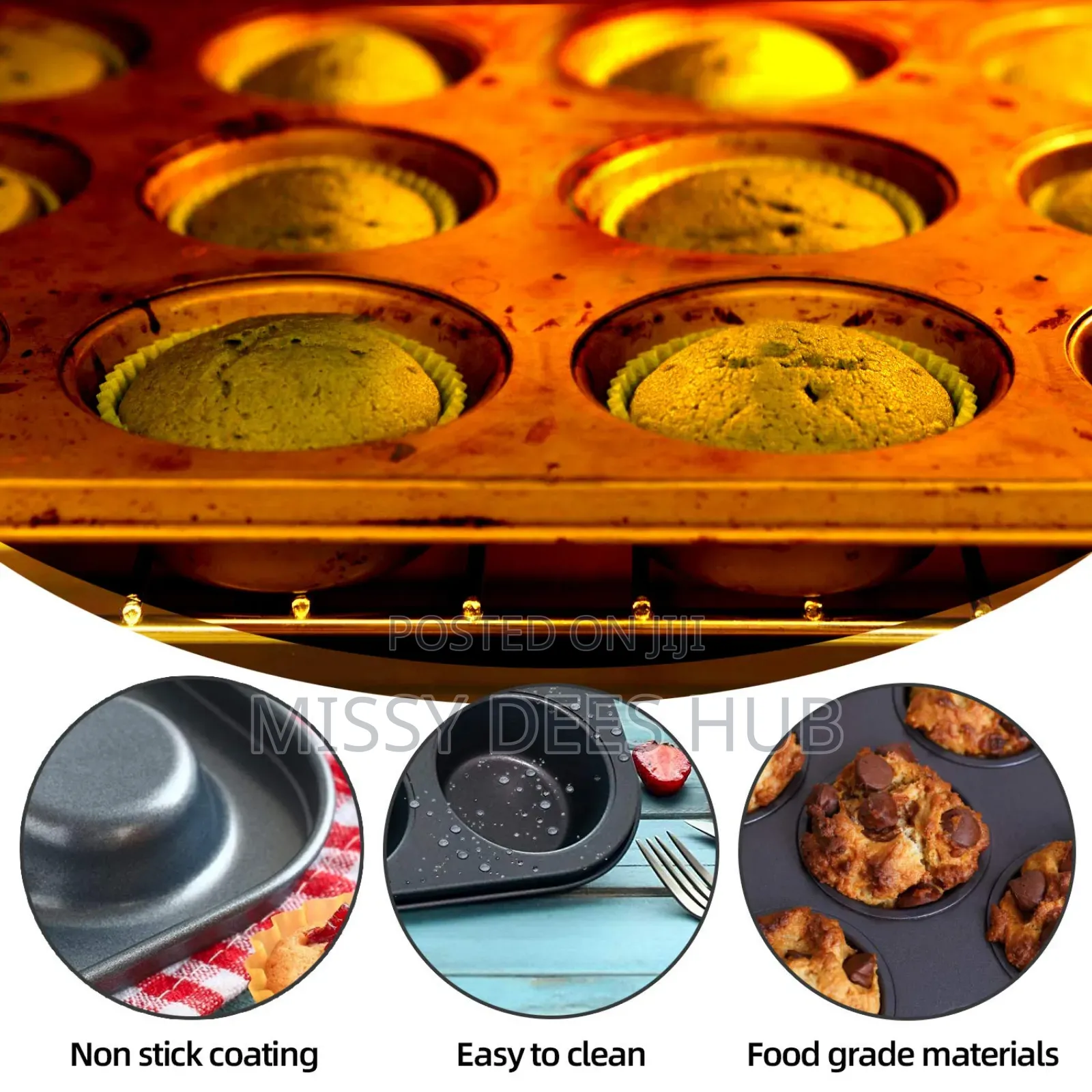 Non-Stick Cupcake Tray - 12 Holes