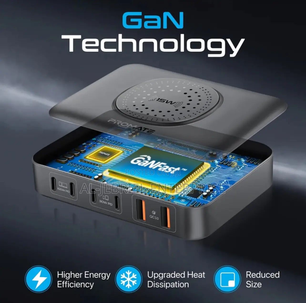 Promate Ganfast 100W Charging Station + 15W Wireless Charger