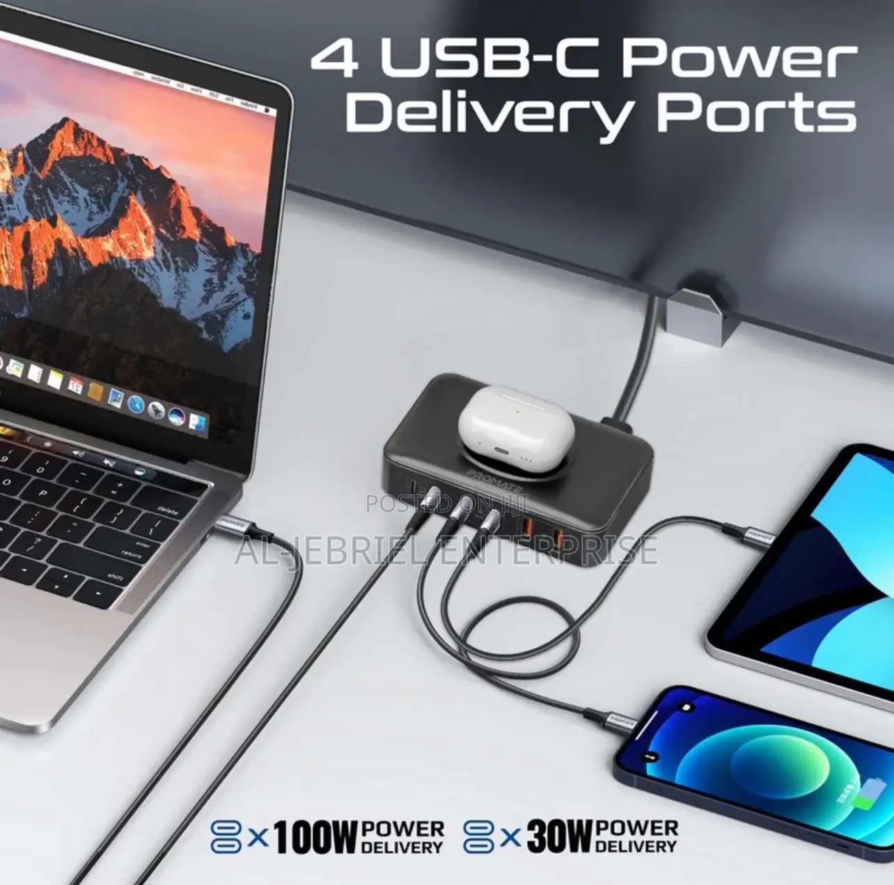 Ganfast 100W Promate Power Station + Wireless QC3.0 Charger
