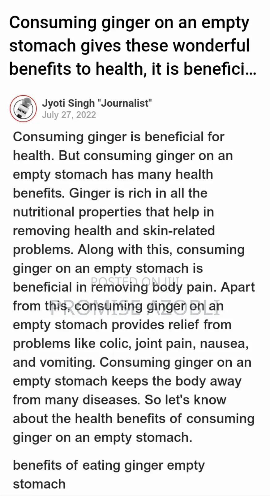Tiger Nut and Ginger Powder