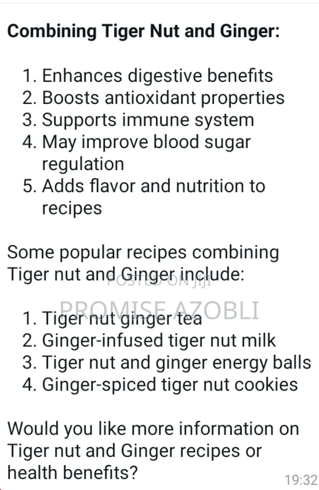 Tiger Nut and Ginger Powder