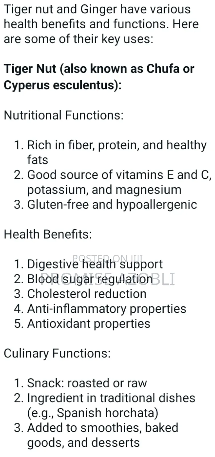 Tiger Nut and Ginger Powder