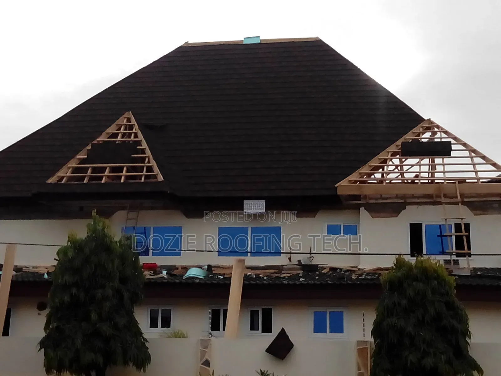 Wood Work Roofing Tiles Installation and Rain Gutter