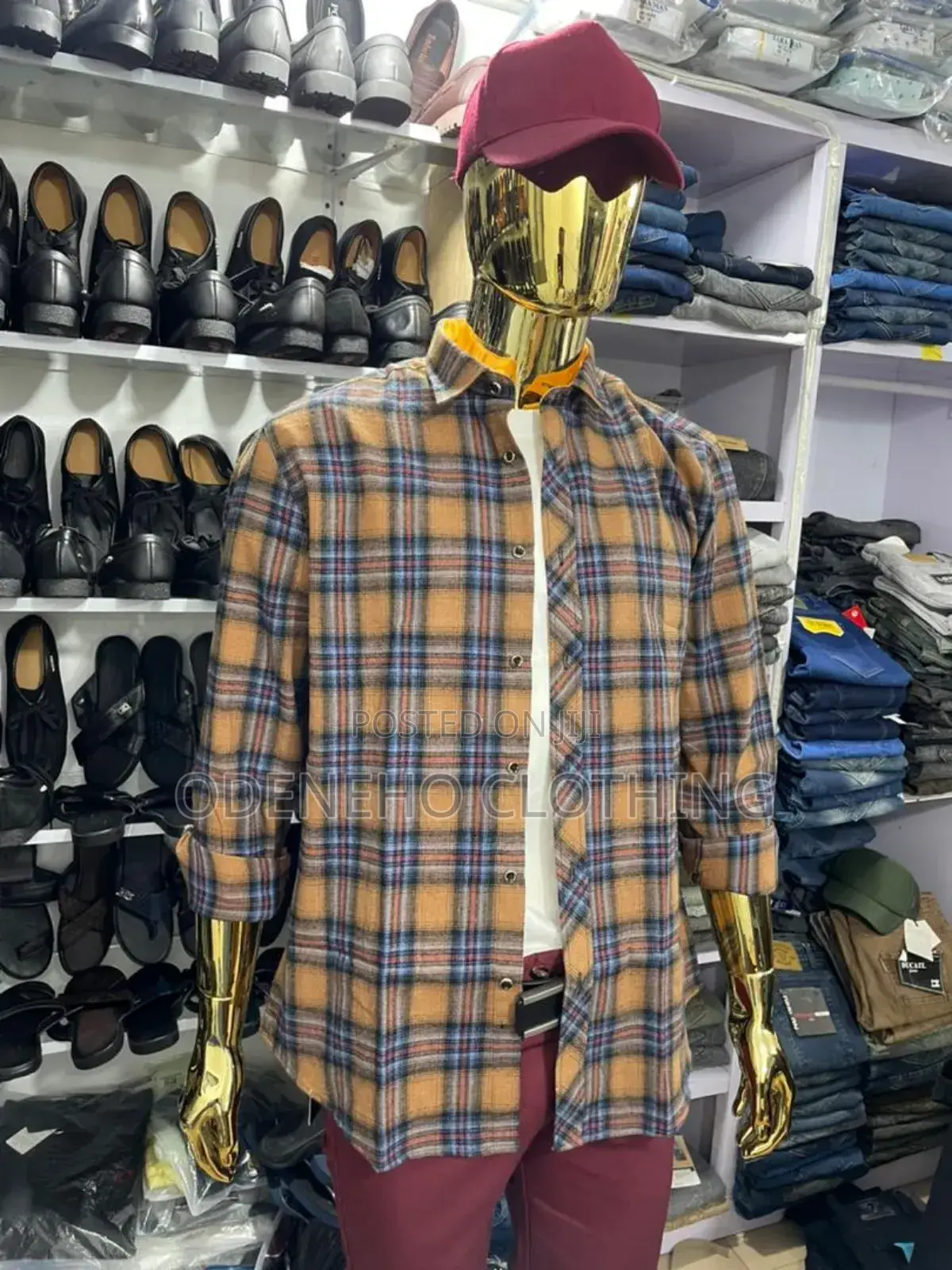 Odeneho Complete Wear, Check Shirt, Khaki Trousers and Cap