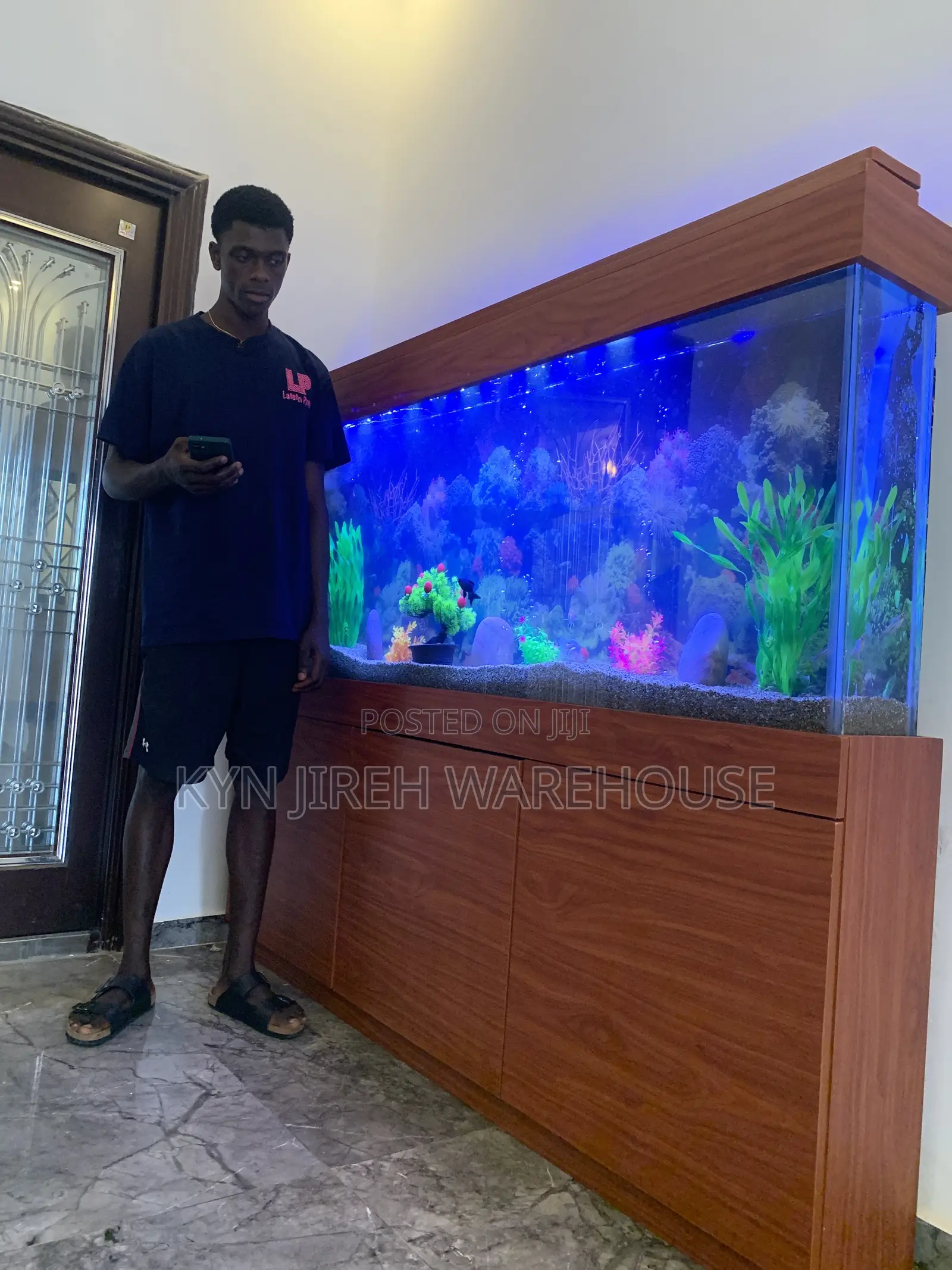 Brown Aquarium With 15 Fishes