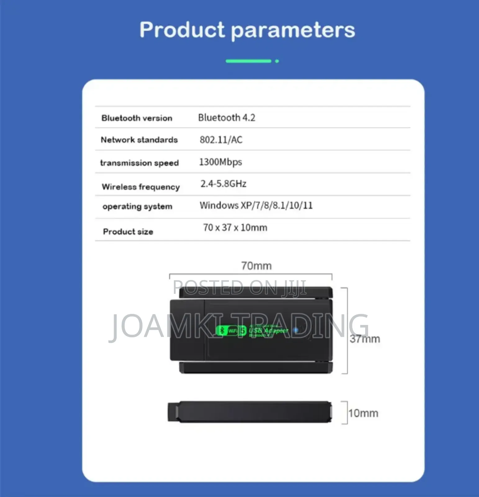 Wifi Adapter + Bluetooth Dual-Band 2g/5ghz Network Card