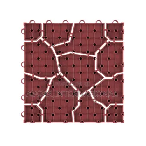Pure Garden Interlocking Look Patio Tiles, Brick Red, 6count