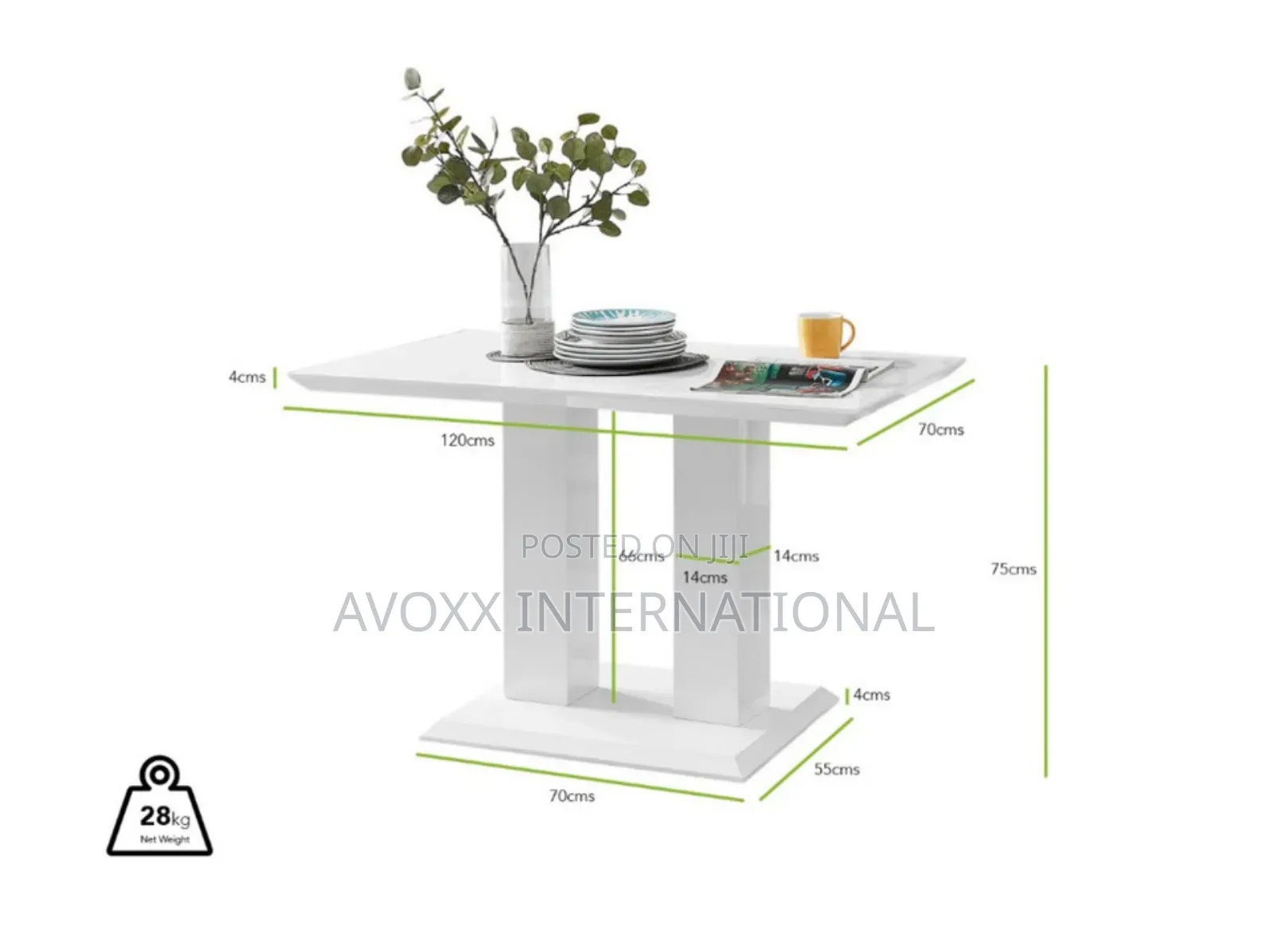 Imperia Modern White High Gloss Dining Table