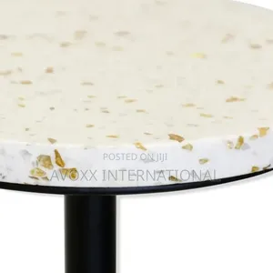 Ebony Pedestal Drinking Table W/White Gold Flaked Top