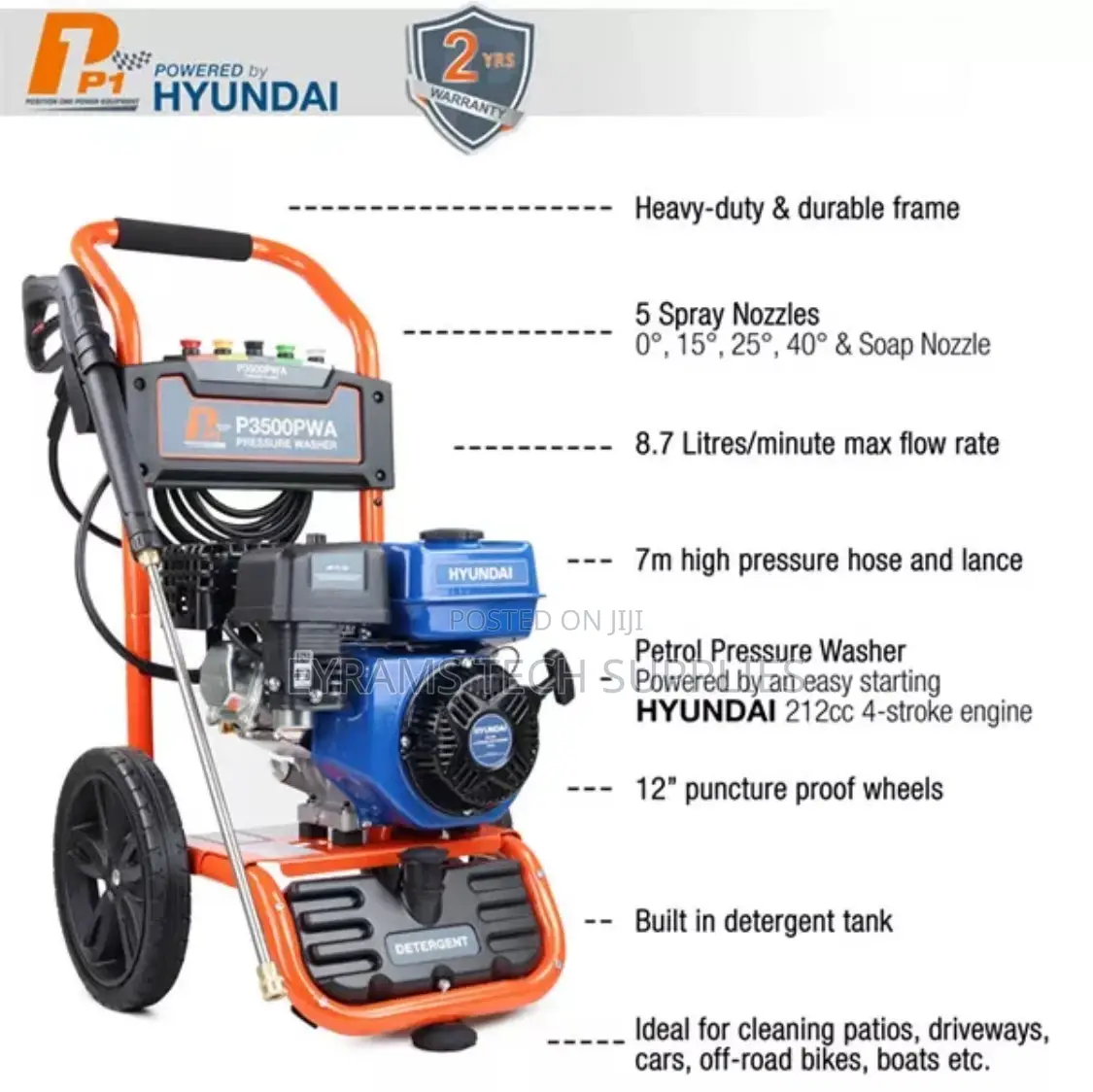 Hyundai P1 Petrol Pressure Washer 3480psi Heavy Duty Engine