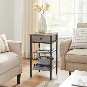 VASAGLE Tall Nightstand, Bedside Table W/ Drawer and Shelfs