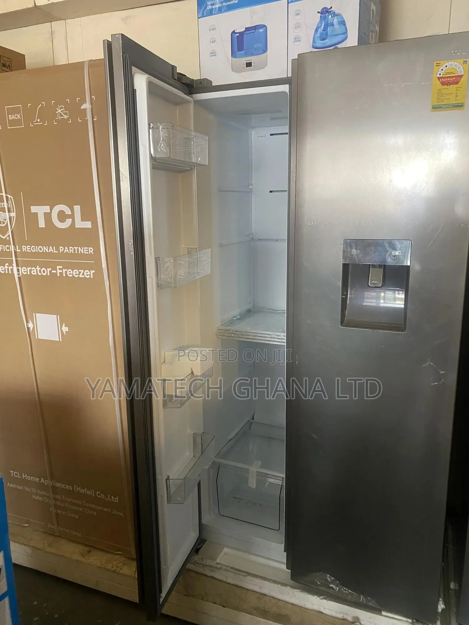 TCL Side by Side Fridge With Dispenser - 508litres-P520sbn