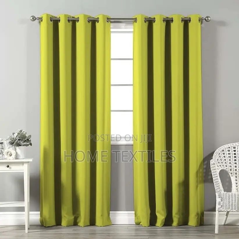 Lemon Green Blackout Curtains 2 in 1 for Living and Bedroom