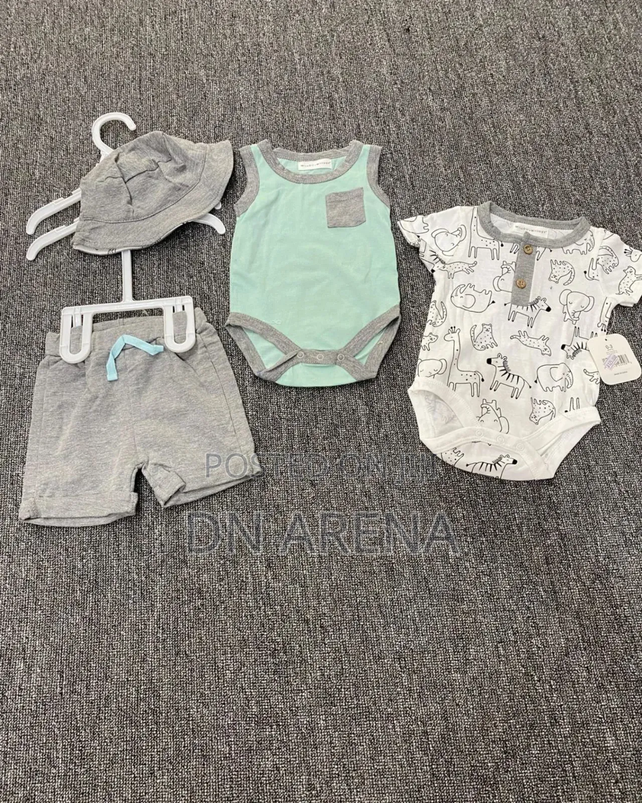 Organic Cotton Baby Boys 4pc Gift Set T-Shirt Shorts Hat