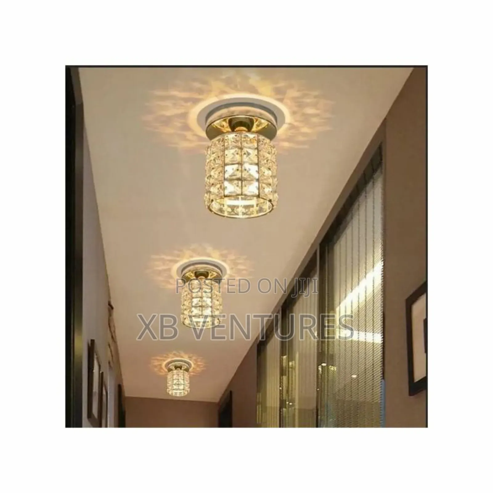 Nordic Round Plaid Crystal Ceiling Tricolor Light