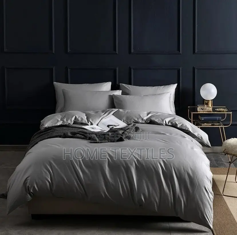 7 Pieces Charcoal Grey Duvet Set for King Sized Bed