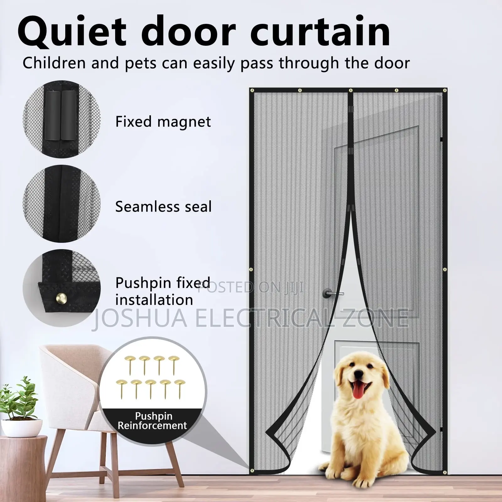 Magnetic Screen Door Mesh Handsfree Insect Barrier for Doors