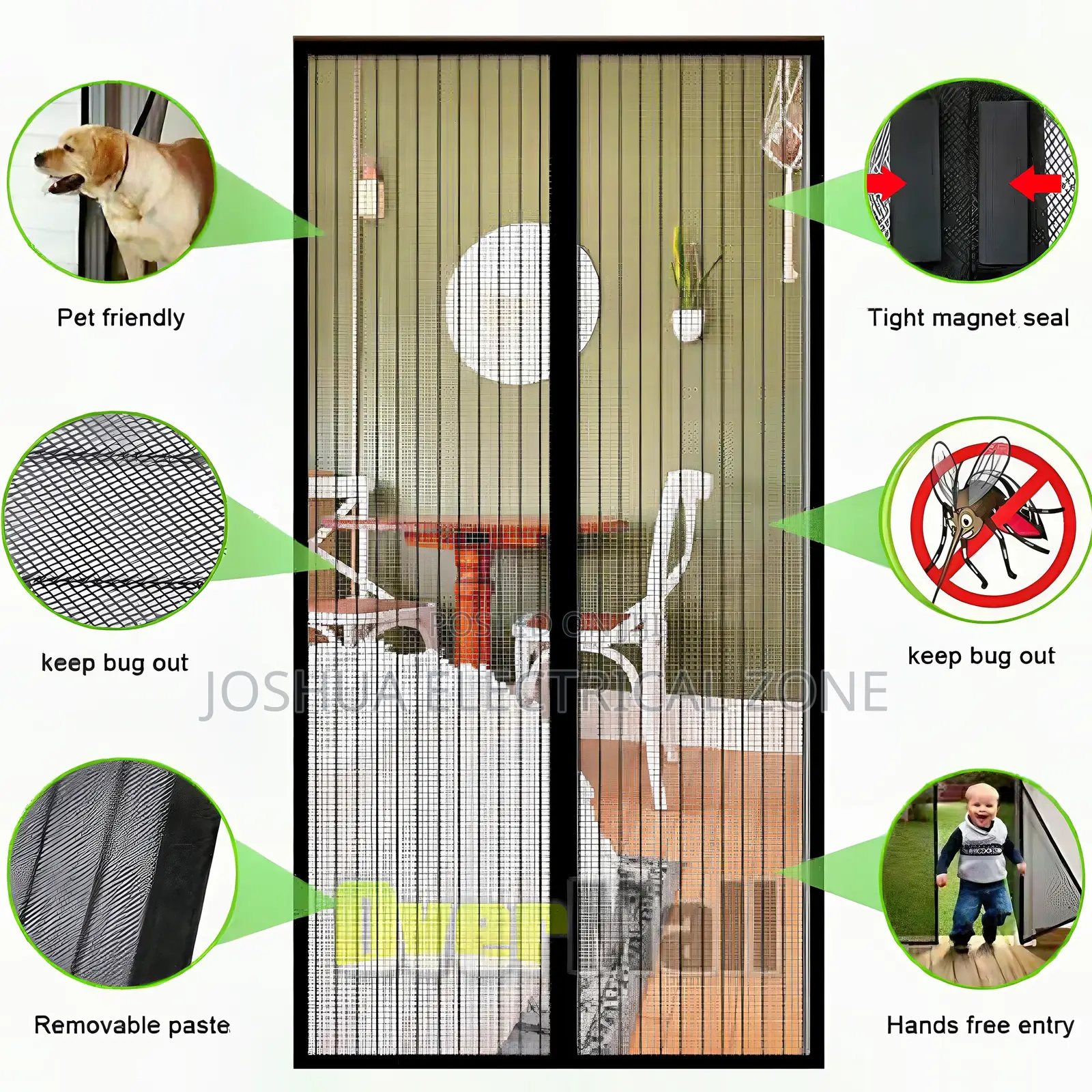 Magnetic Screen Door Mesh Handsfree Insect Barrier for Doors
