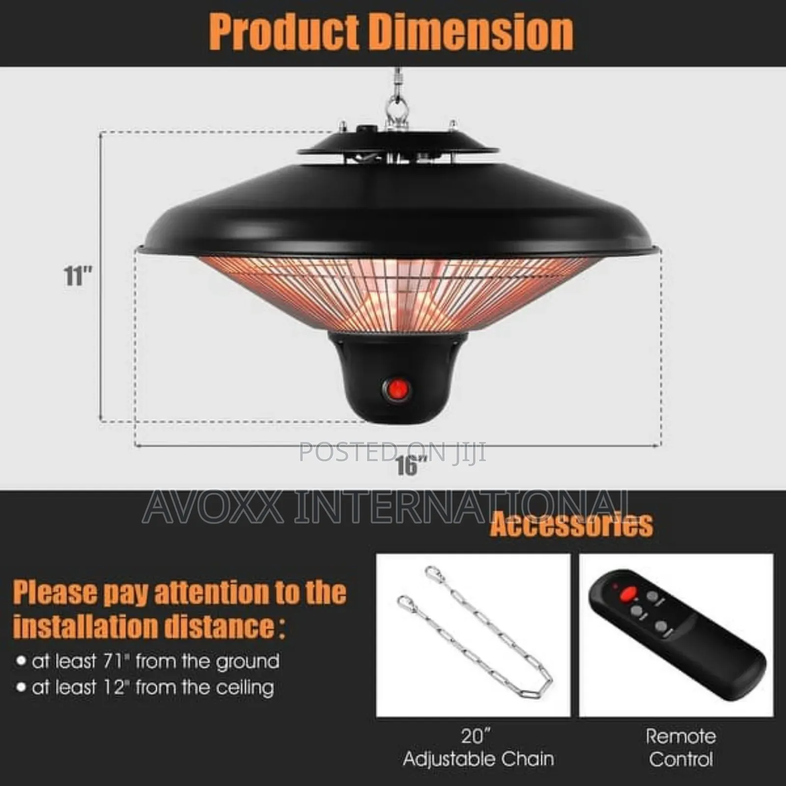 Costway Electric Hanging Ceiling Mounted Infrared Heater
