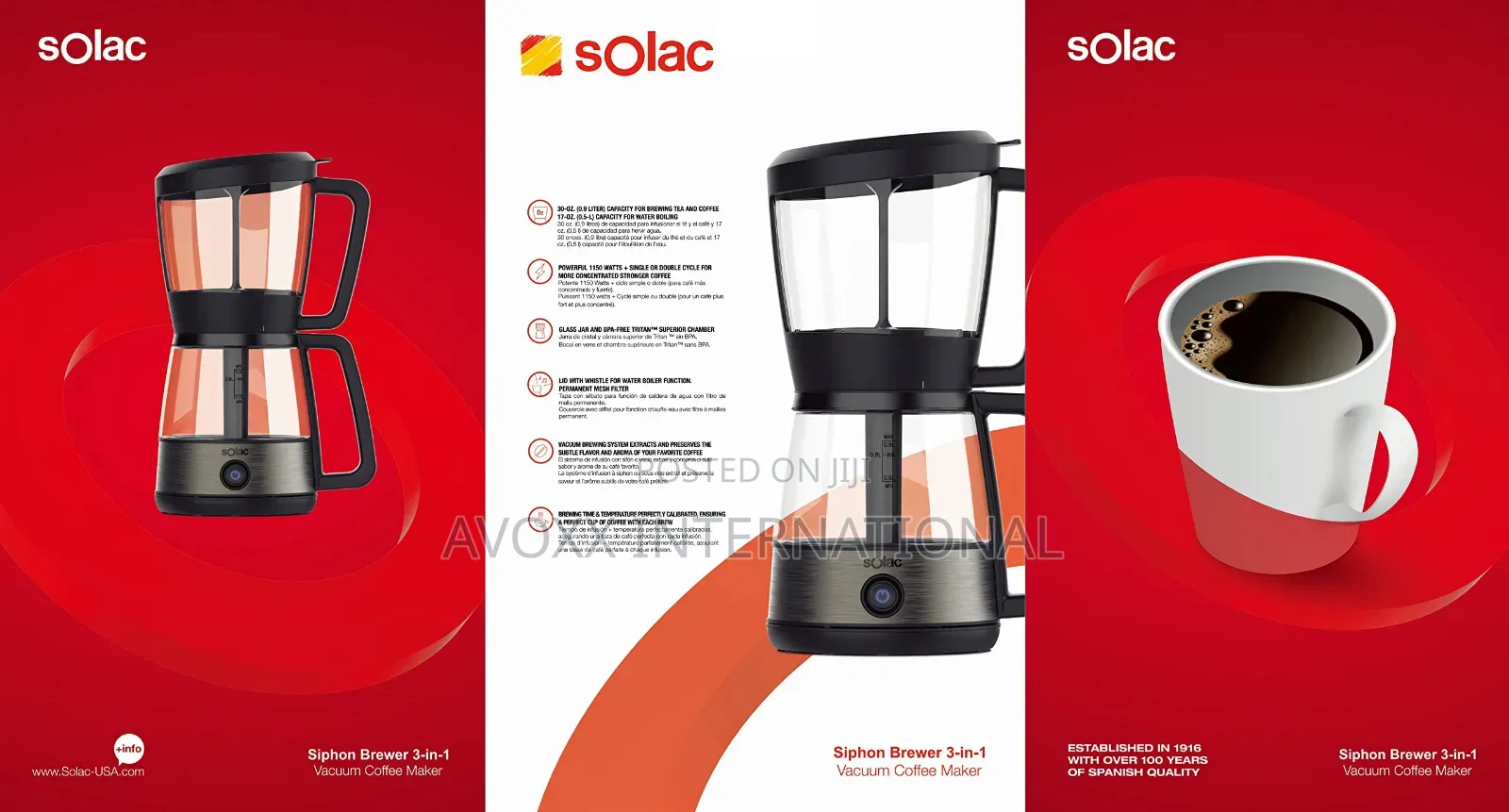 Solac SIPHON BREWER 3-in-1 Coffee Maker, Tea Brewer