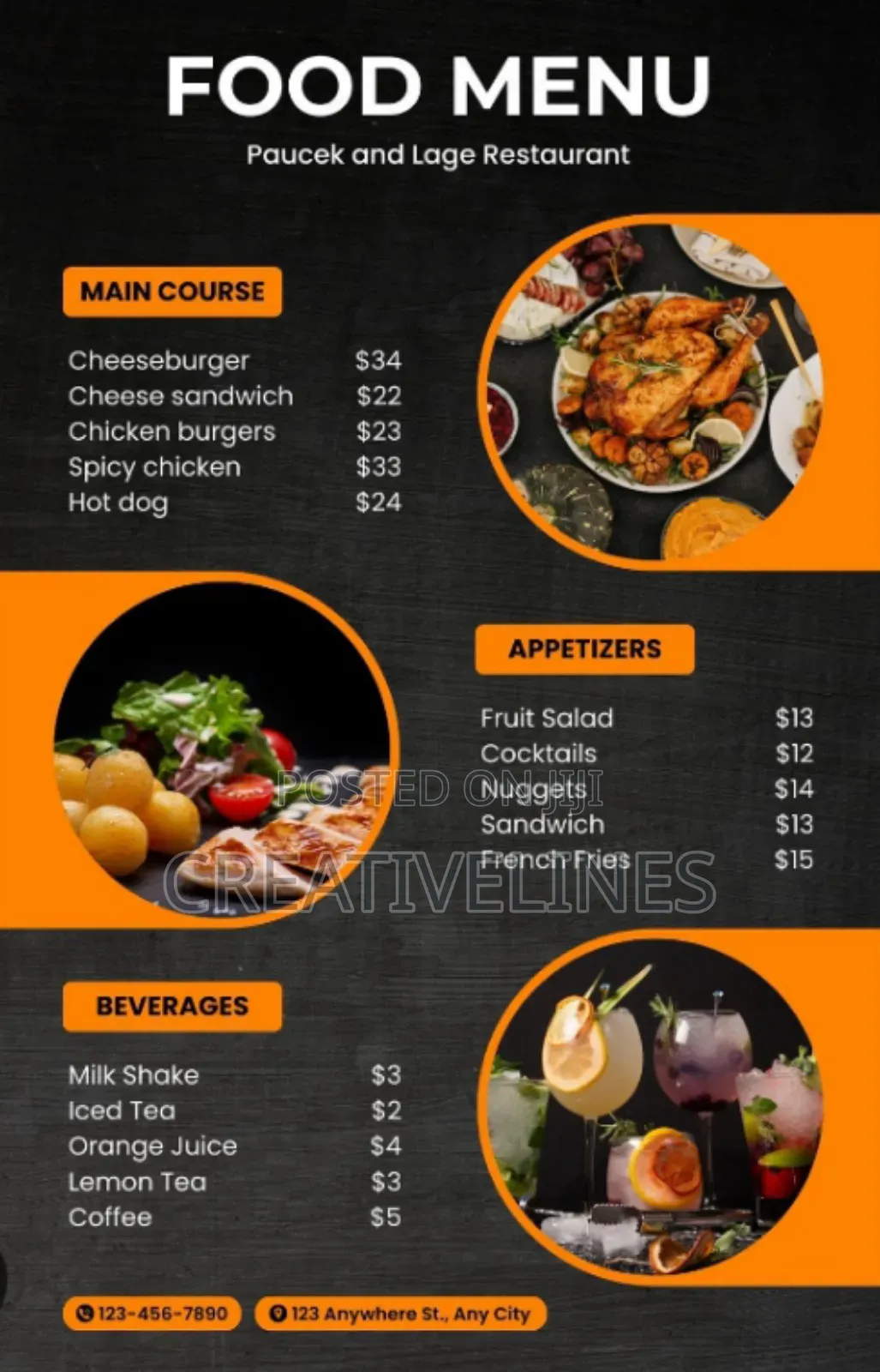 Customised Food Menu
