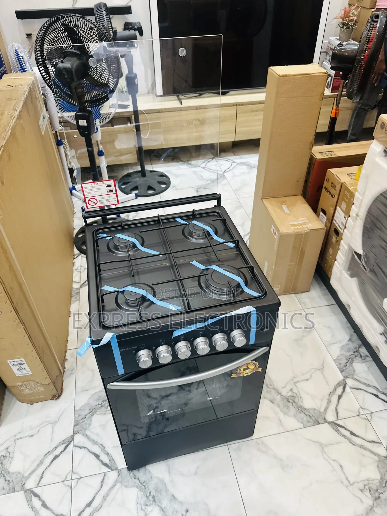 Black Shine Gas Cooker Oven Volcano 4burner 50/50