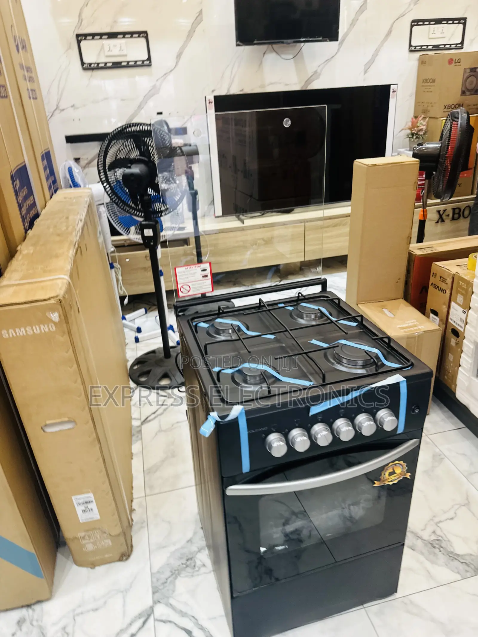 Freestanding Black Gas Cooker Oven 50/50 4burner