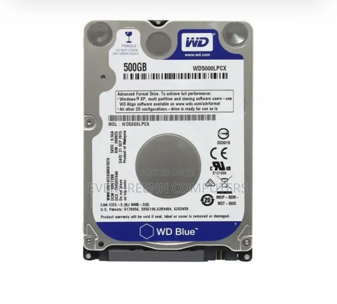 500gb Wd Laptop Hard Drive, for Internal and External Use.