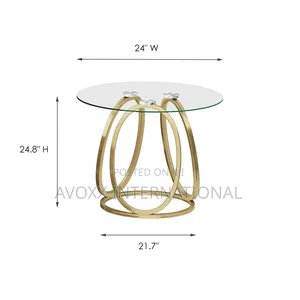 O K FURNITURE Gold End Table, Modern Glass Side Table