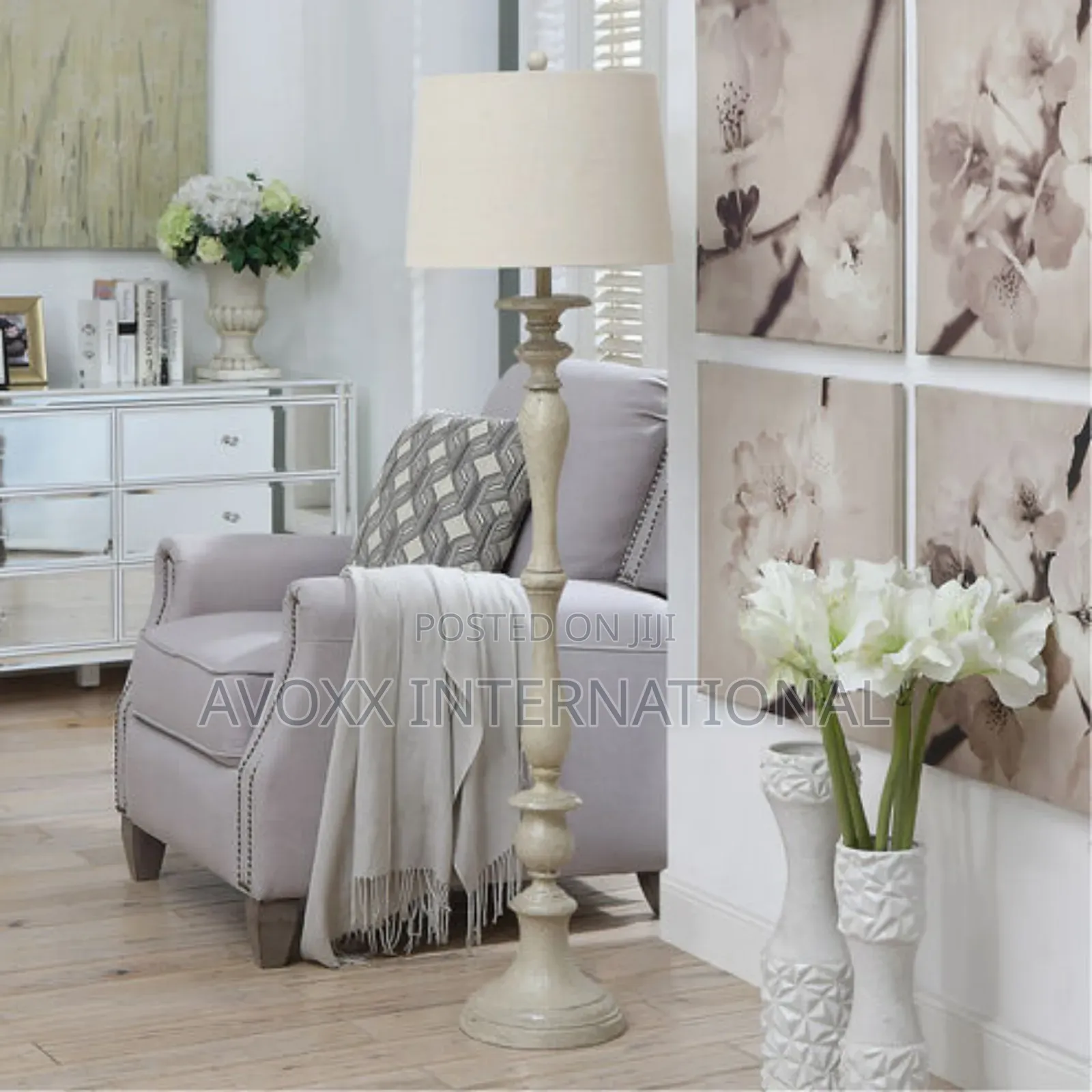 Crestview Collection AVP448GYSNG 60" Floor LAMP White
