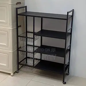 All Black Kitchen Vegitable Storage Cart With Wheels Medium