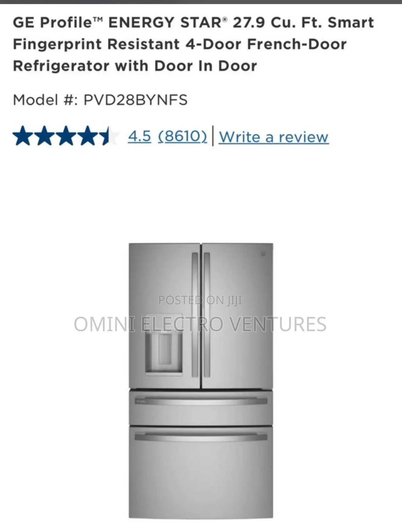 Brand New GE Refrigerator With Water Dispenser