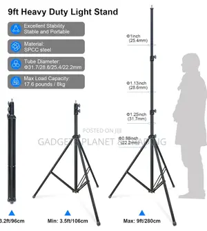 Linco Heavy Duty 9 Feet/2.8 Metal Photography Light Stand