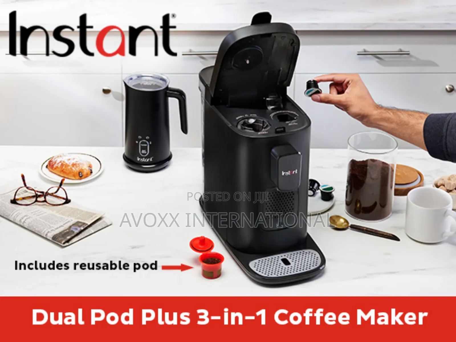 Instant Pot 3-in-1 Espresso, K-Cup Pod Ground Coffee Maker