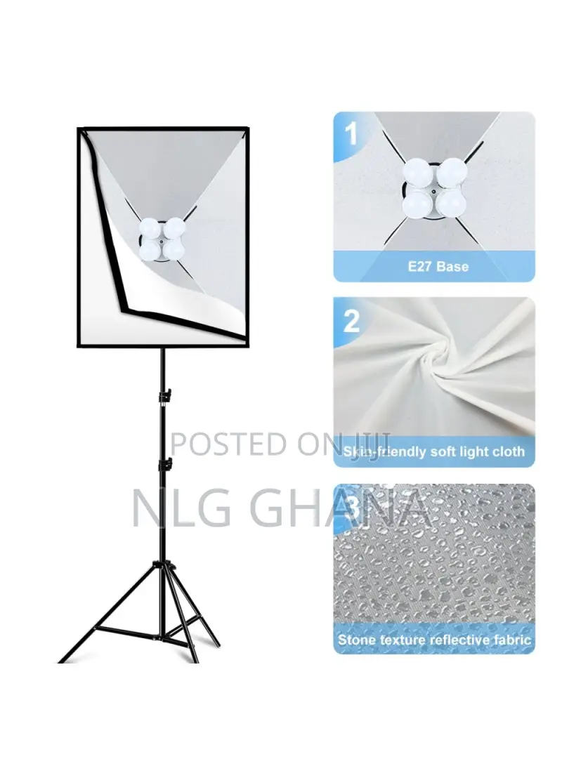 Soft Box Diffuser E27 LED Light Bulb Light Stand Tripod Pu50