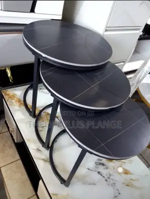 All Black 3 in 1 Mable Center Table, Side Tables.