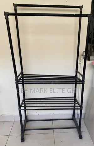 Double Sides Cloth Rack With 3 Shoe Layers