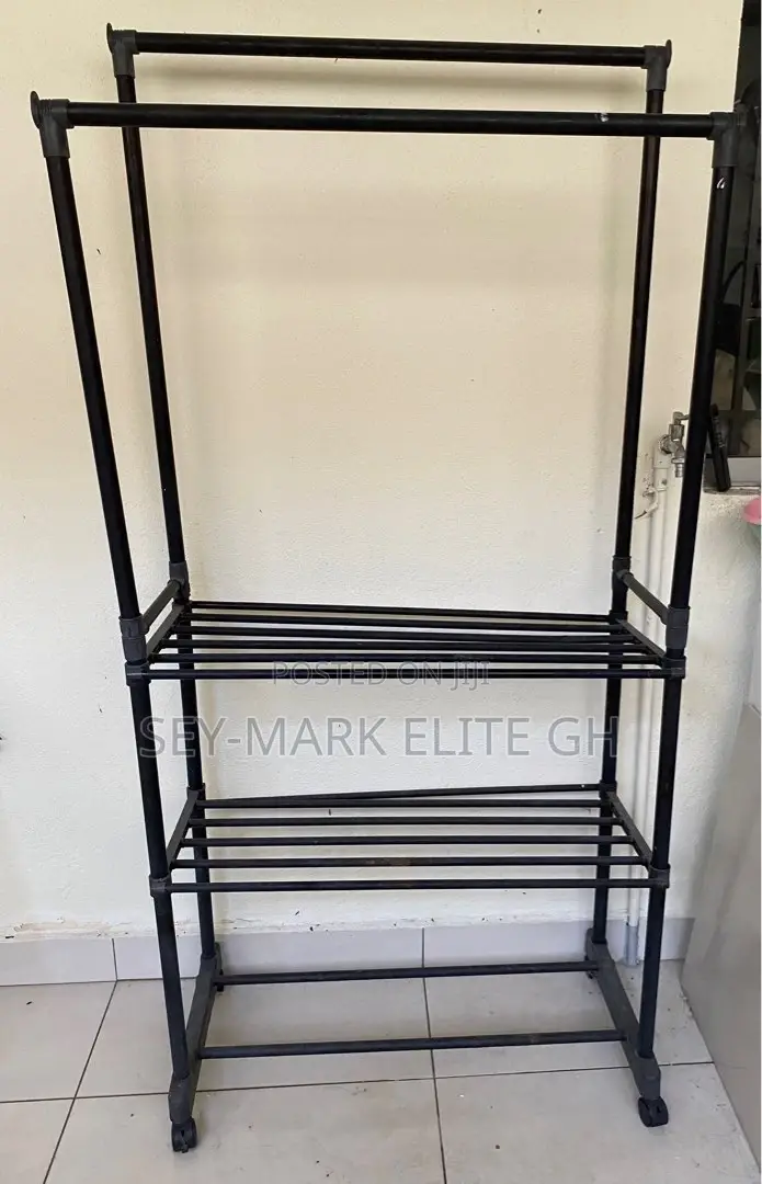 Double Sides Cloth Rack With 3 Shoe Layers