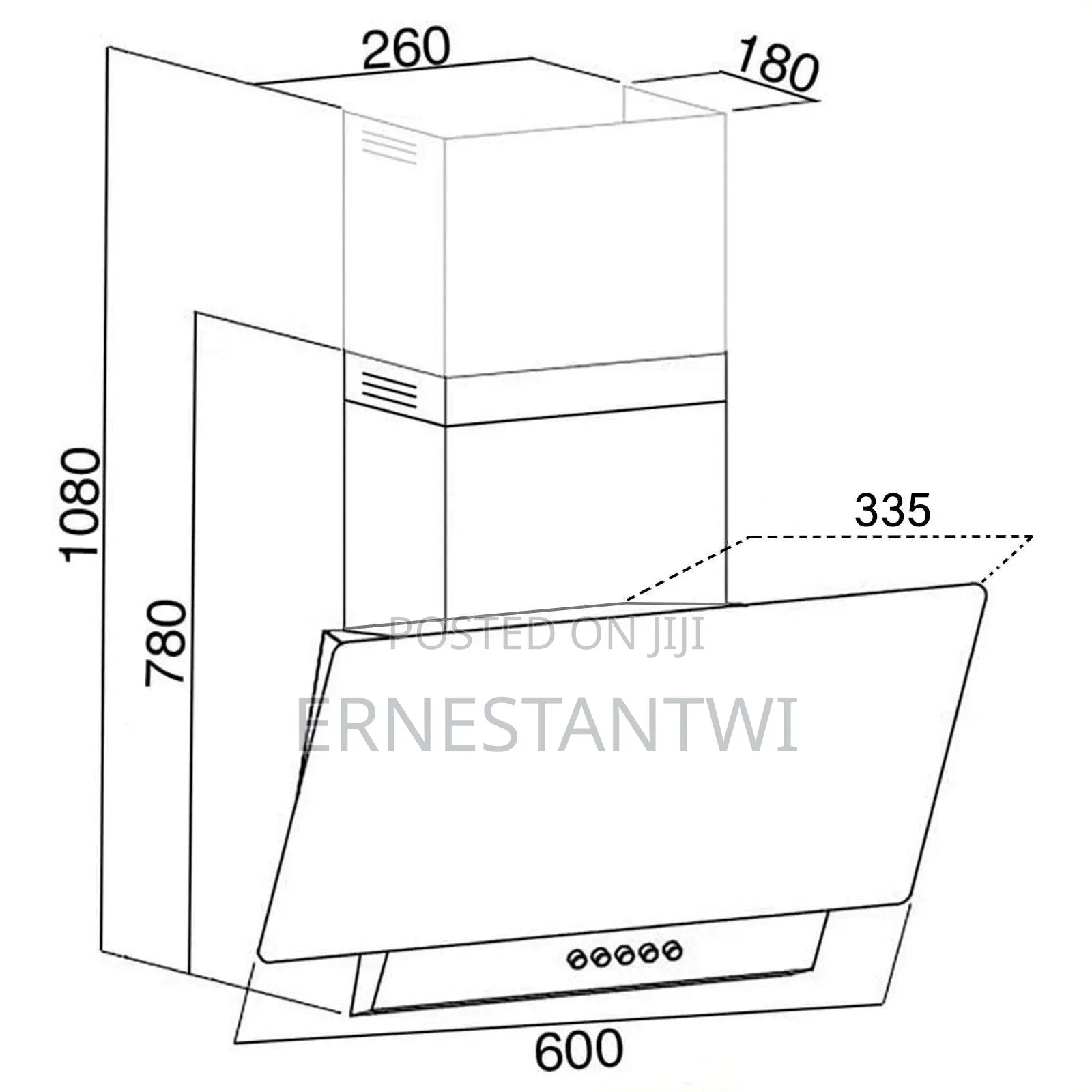 60cm White Angled Extractor From SIA, UK