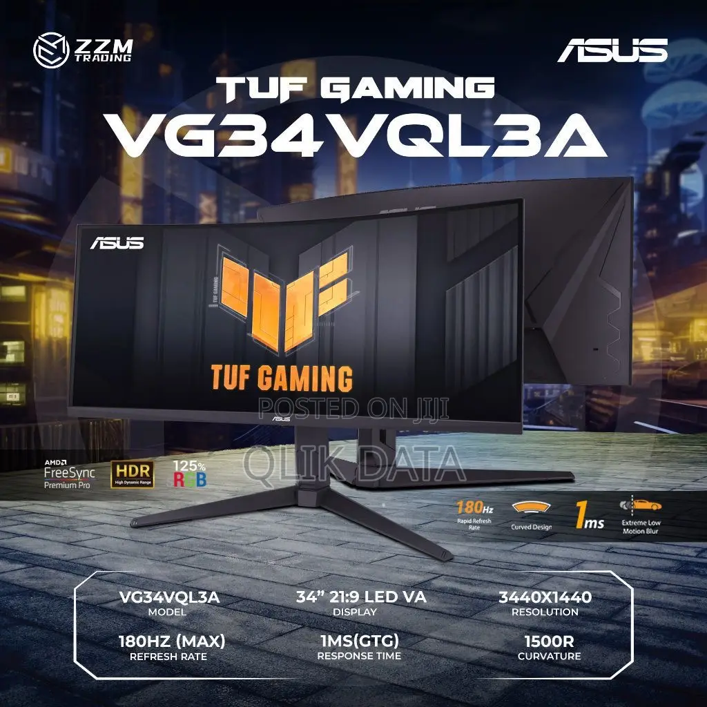 Asus Tuf Gaming 34” 1440p 1500r Curved Monitor