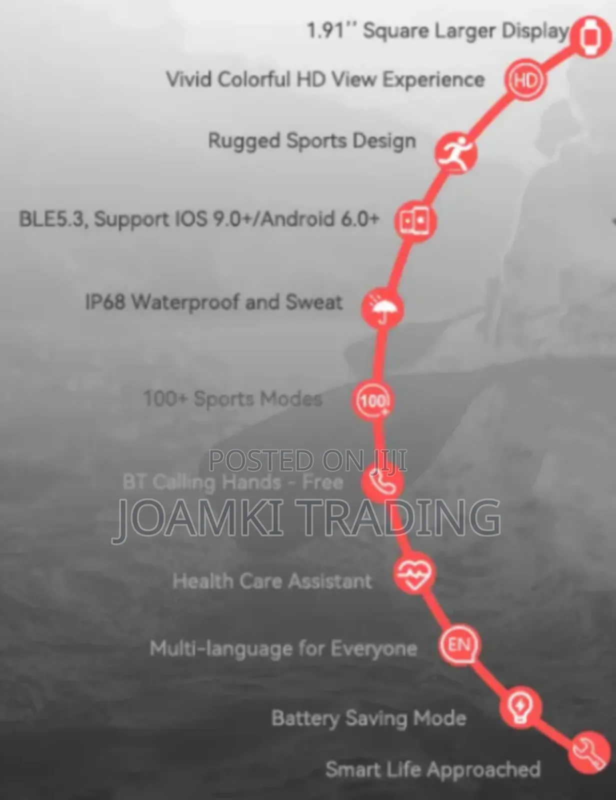 Rugged Smart Watch, Bt Call, Health Care, Ip68, Ios/Android