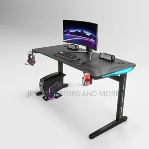 Gaming Desk With RGB LED Lights (Black)