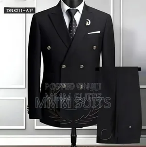 Photo - Black Double-breasted Men Suit