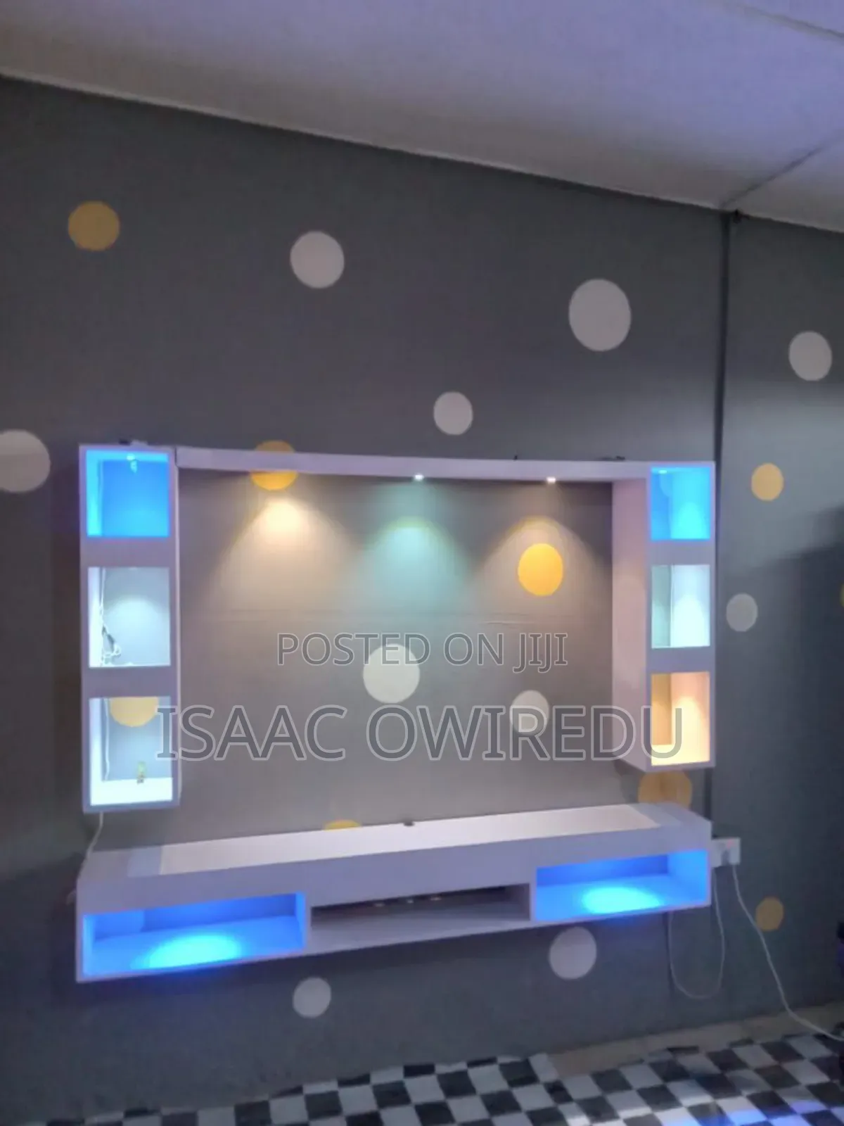 Television Wall Mount With Two Sides Shelves and Light's