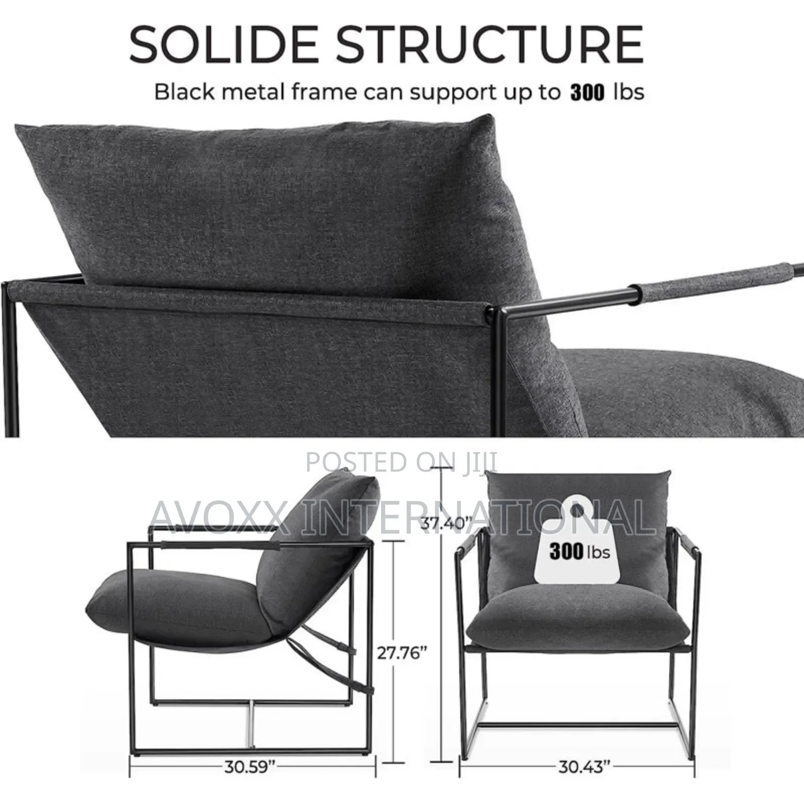 Cliatt Modern Metal Framed Sling Upholstered Chair/Oversized