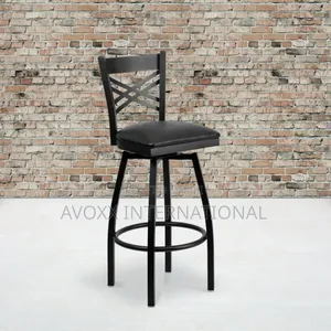 Flash Furniture 2 Pack Black ''X'' Swivel Metal Barstool